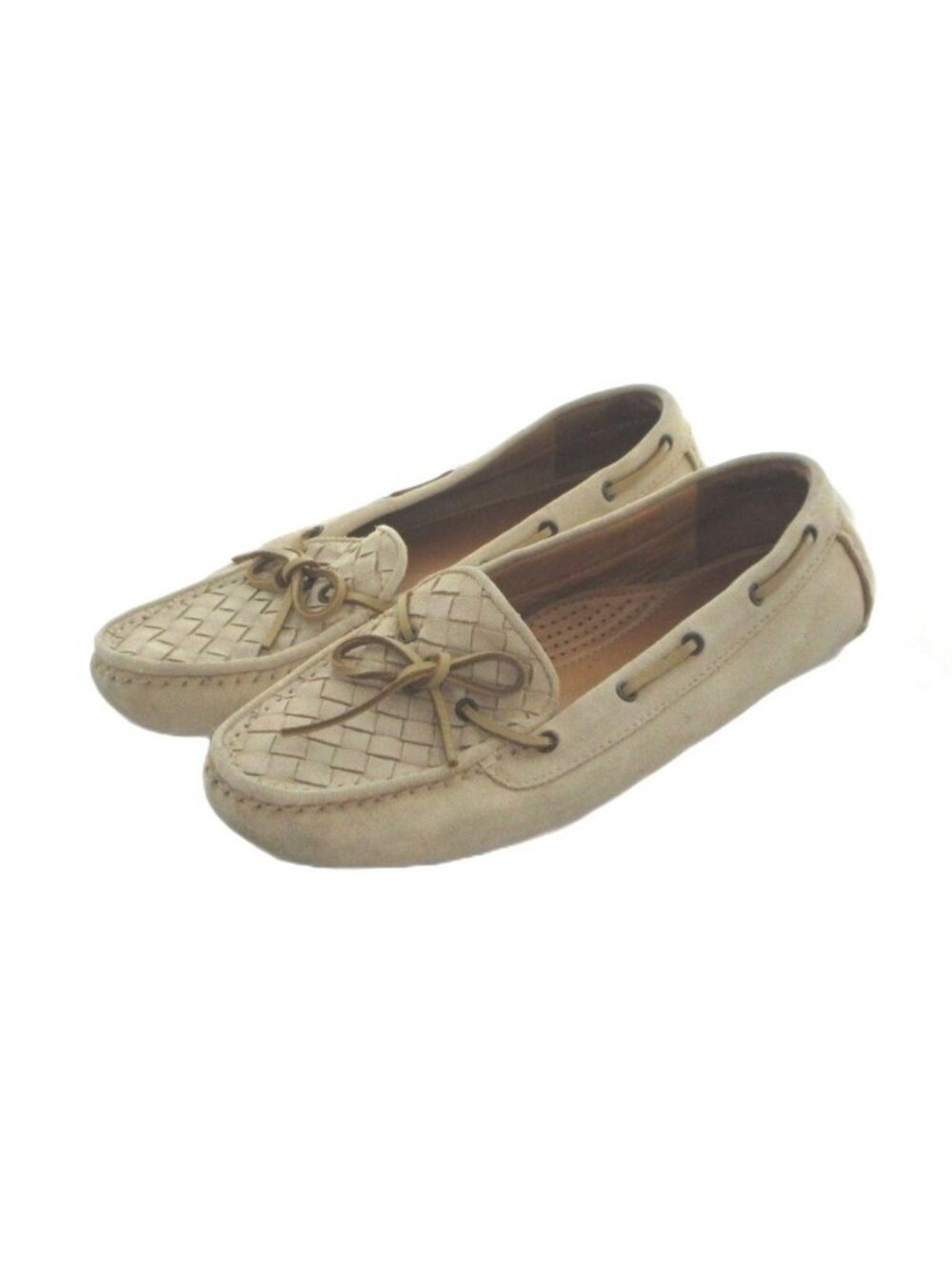 Bottega Veneta Moccasin Intrecciato Suede Beige